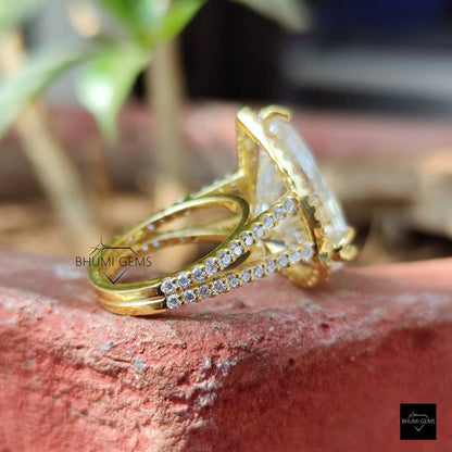 14.94 TCW Pear Colorless Moissanite Engagement Ring - view 4