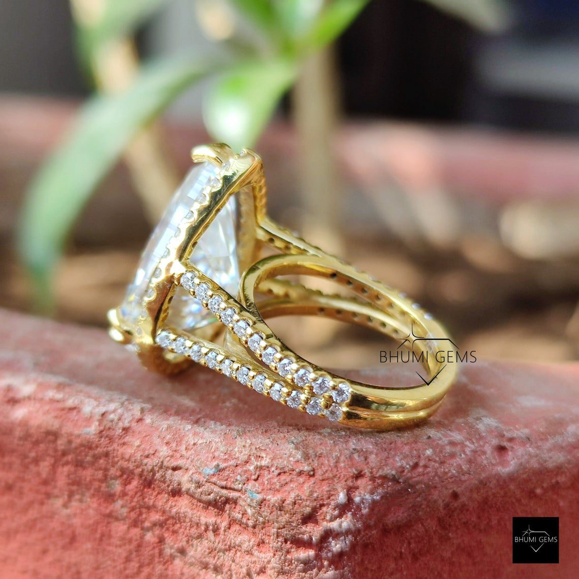14.94 TCW Pear Colorless Moissanite Engagement Ring - view 5
