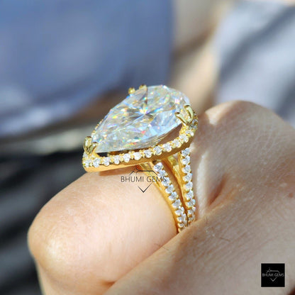 14.94 TCW Pear Colorless Moissanite Engagement Ring - view 2