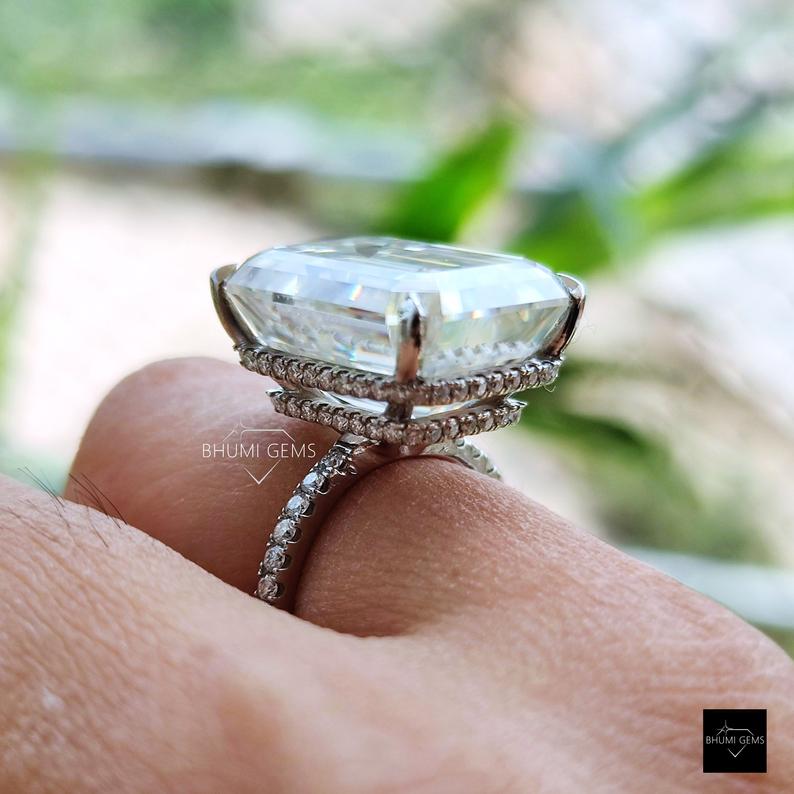 18*14 Emerald Cut Moissanite Engagement Ring - view 5