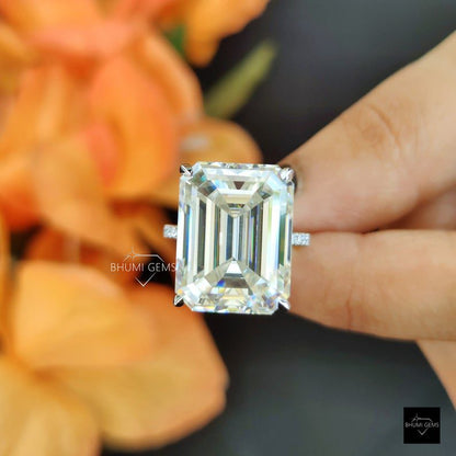 18*14 Emerald Cut Moissanite Engagement Ring - view 6