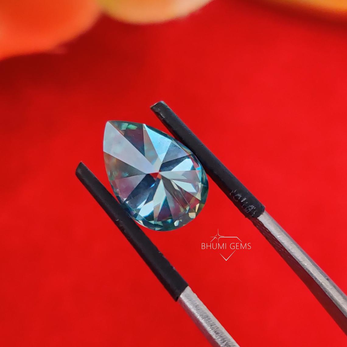 1CT-10CT Dark Blue Pear Cut VVS1 Moissanite Loose Diamond - view 5