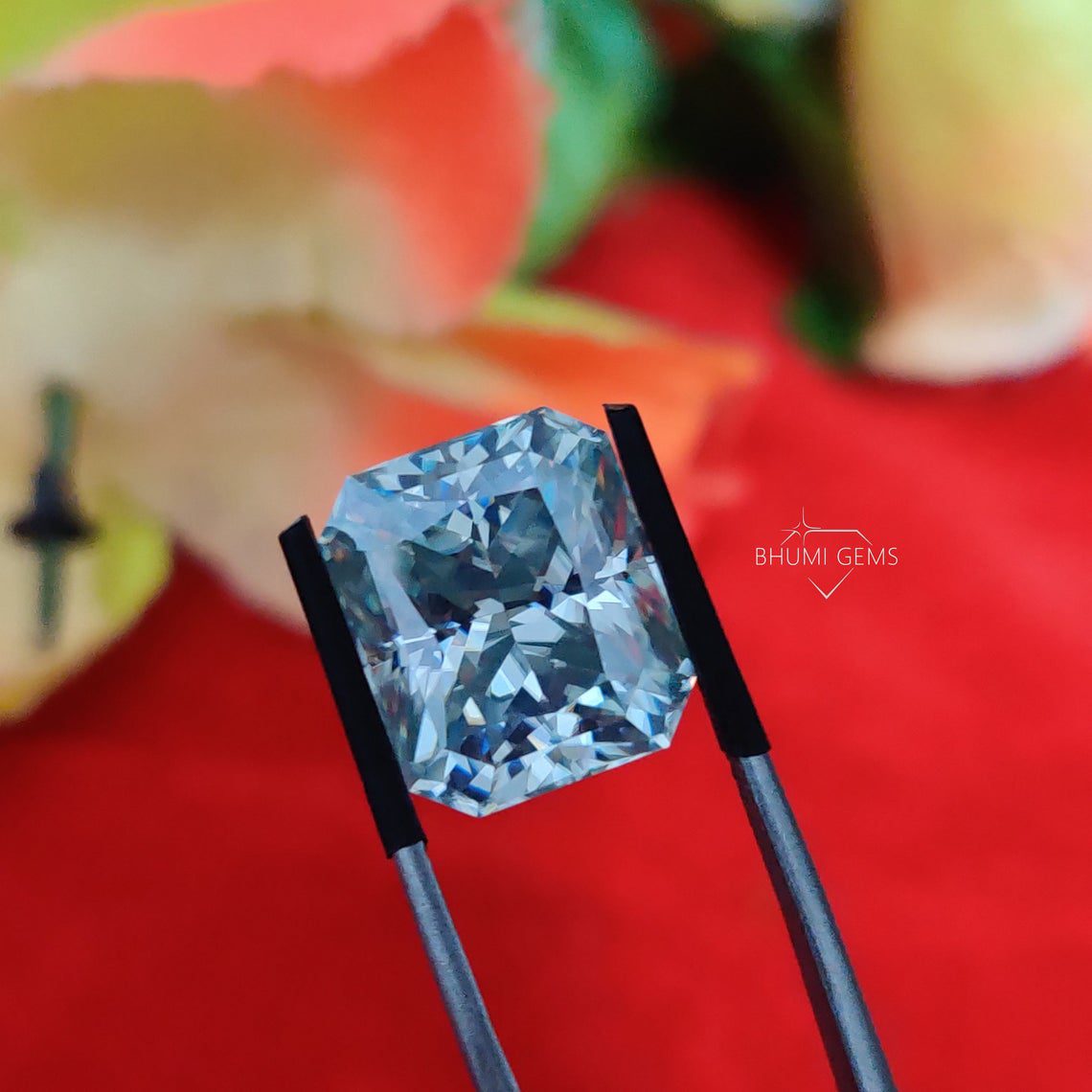 1CT-10CT Light Blue Radiant Cut VVS1 Loose Moissanite Loose Diamond For Making Jewellery Engagement Ring - view 2