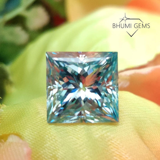 1ct-40ct light blue princess cut | moissanite loose diamond