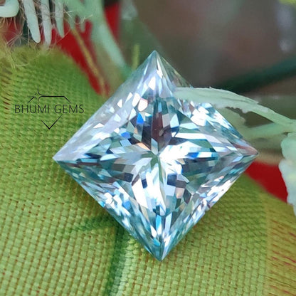 1CT-40CT Light Blue Princess Cut VVS1 Moissanite Loose Diamond - view 2