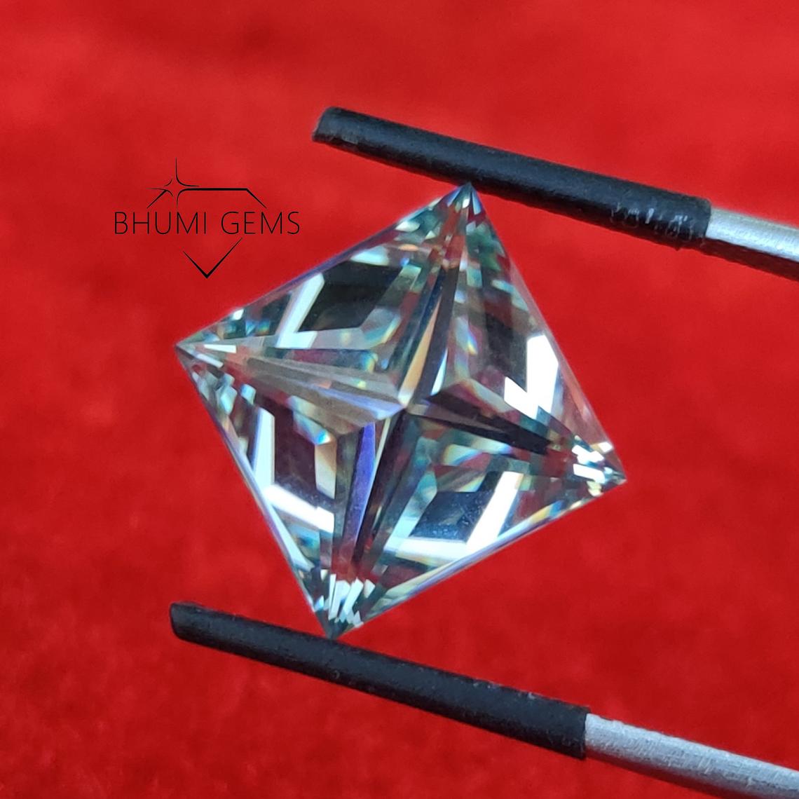 1CT-40CT Light Blue Princess Cut VVS1 Moissanite Loose Diamond - view 5