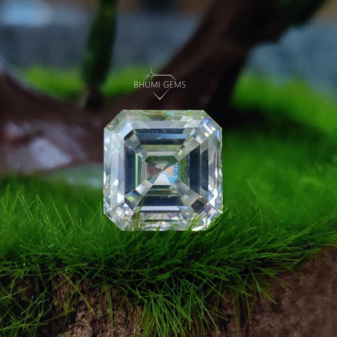 1CT-50CT Asscher Cut VVS1 Colorless Moissanite Loose Diamond - view 4