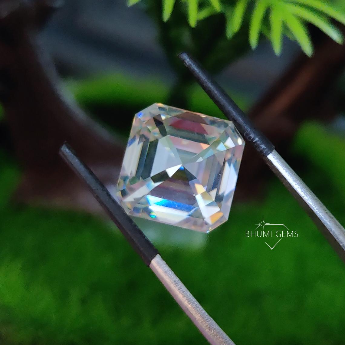 1CT-50CT Asscher Cut VVS1 Colorless Moissanite Loose Diamond - view 3
