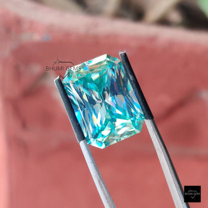 1CT-50CT Blue Radiant Cut VVS1 Loose Moissanite Loose Diamond For Making Jewelry Engagement Ring - view 6