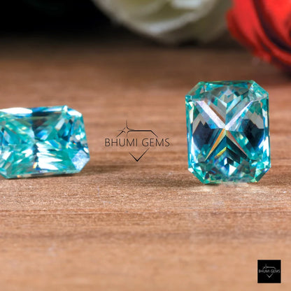 1CT-50CT Blue Radiant Loose Moissanite Diamond - view 3