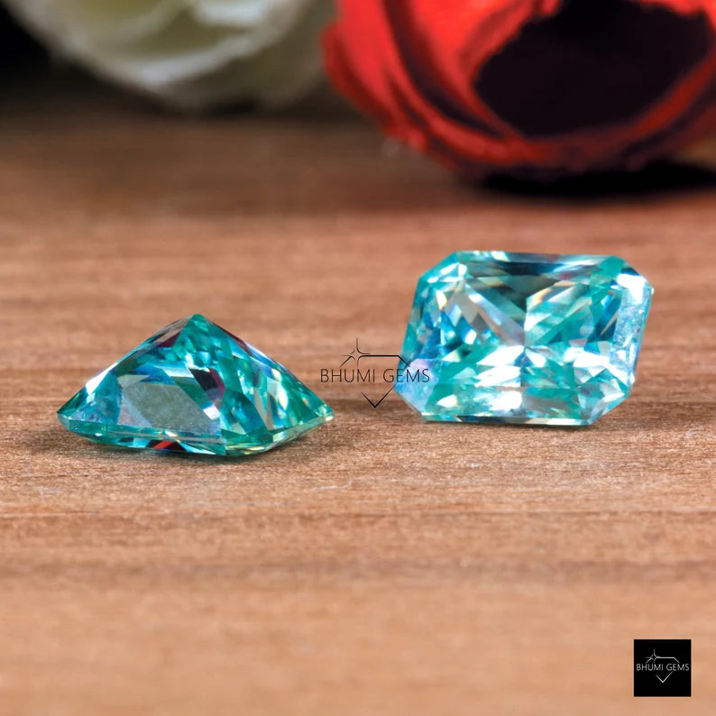 1CT-50CT Blue Radiant Loose Moissanite Diamond - view 5