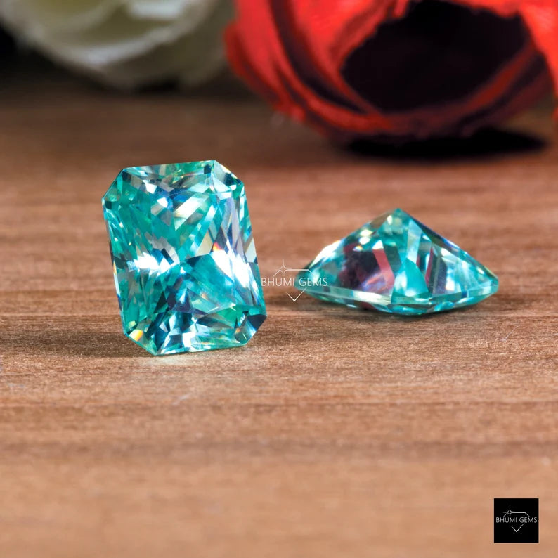 1CT-50CT Blue Radiant Loose Moissanite Diamond - view 4