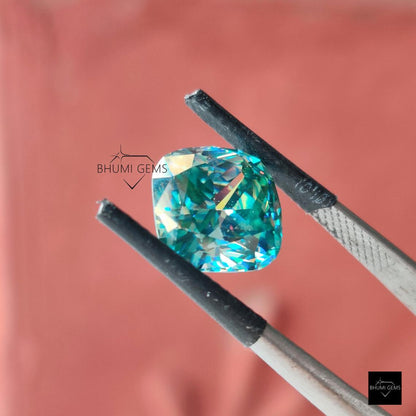 1CT-50CT Dark Blue Cushion Loose Moissanite - view 4