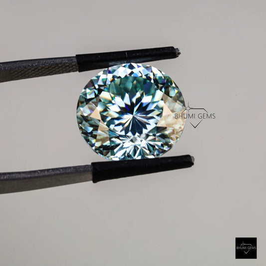 1CT-50CT Round Portuguese Cut Blue Loose Moissanite For Engagement Ring - view 2