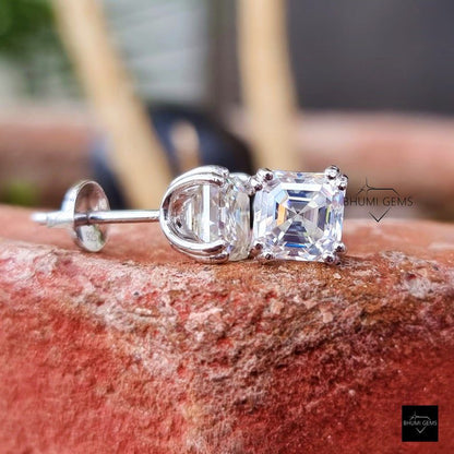4 CT Asscher Cut Colorless Moissanite Earrings - view 3