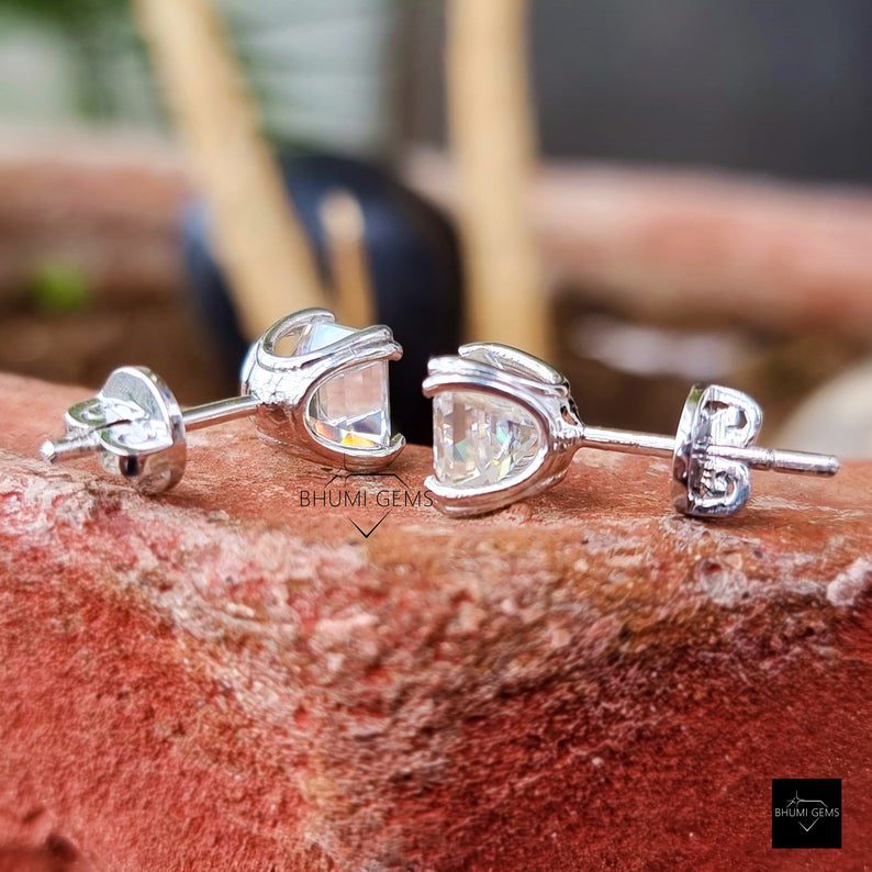 4 CT Asscher Cut Colorless Moissanite Earrings - view 6