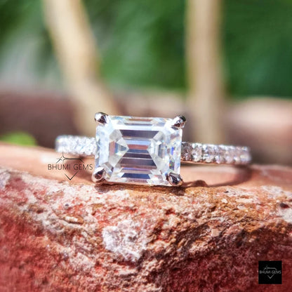 2CT Emerald Cut Engagement Ring