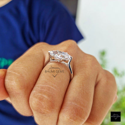 2 CT Marquise Moissanite Solitaire East West Set Engagement Ring - view 5