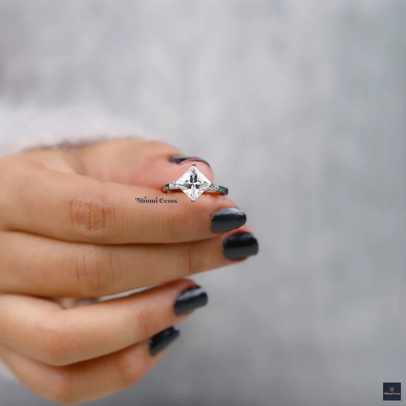2 CT Princess Moissanite Engagement Ring - view 2