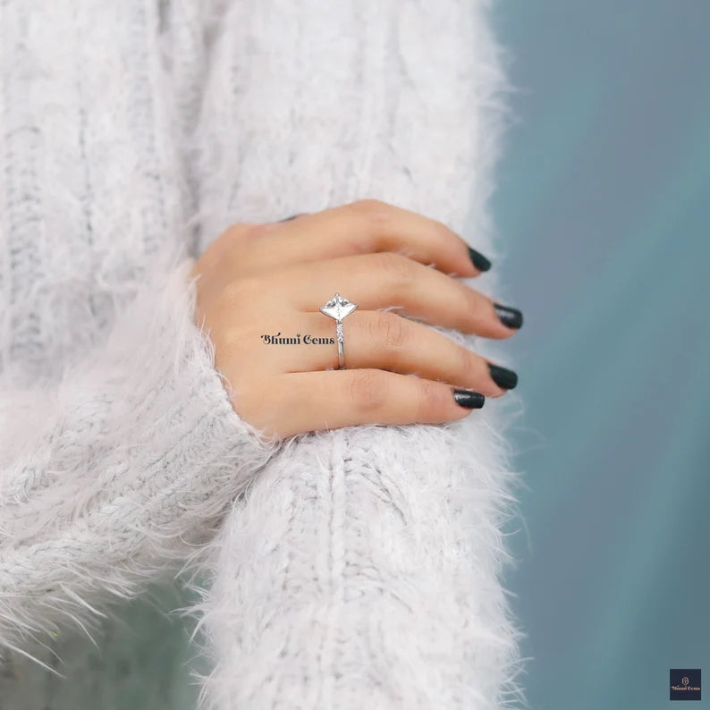 2 CT Princess Moissanite Engagement Ring - view 5