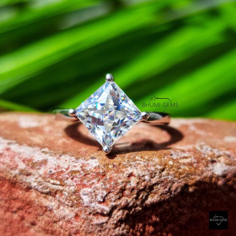 Princess Cut Solitaire Moissanite Ring