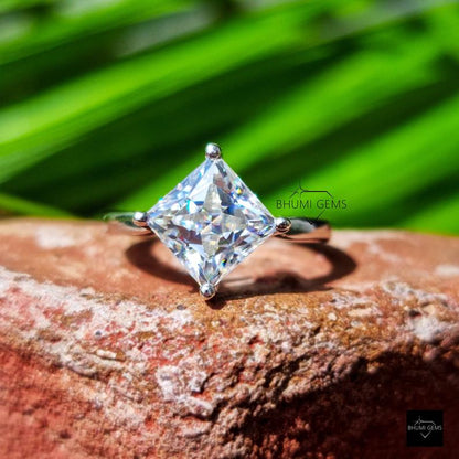 Princess Cut Solitaire Moissanite Ring