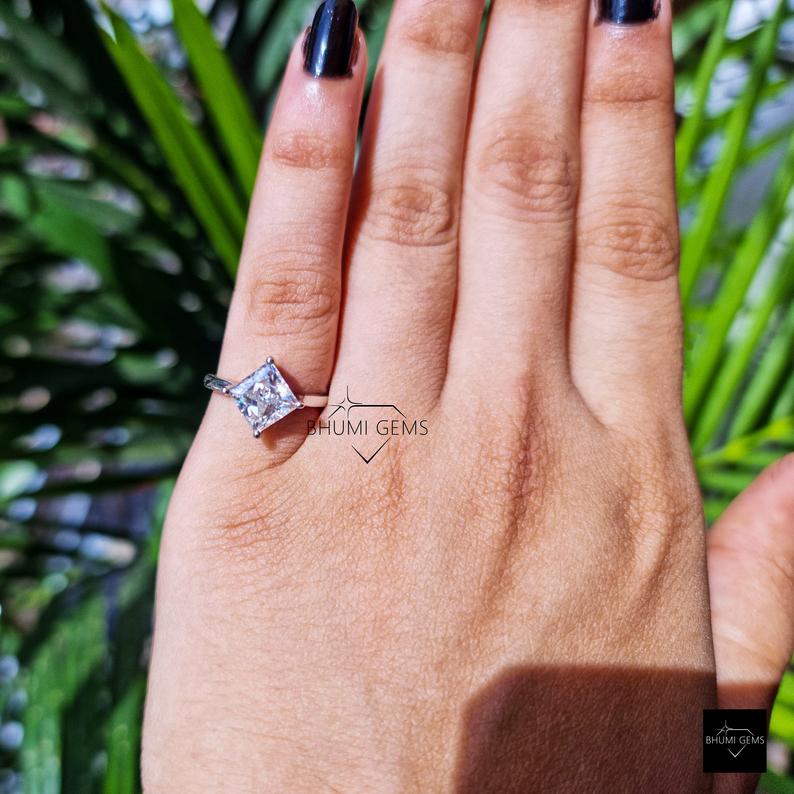 2 CT Princess Solitaire Moissanite Ring - view 6