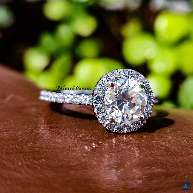 2 CT Round Old European Cut Moissanite Engagement Ring - view 2