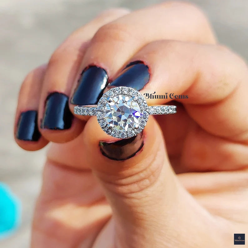 2 CT Round Old European Cut Moissanite Engagement Ring - view 3