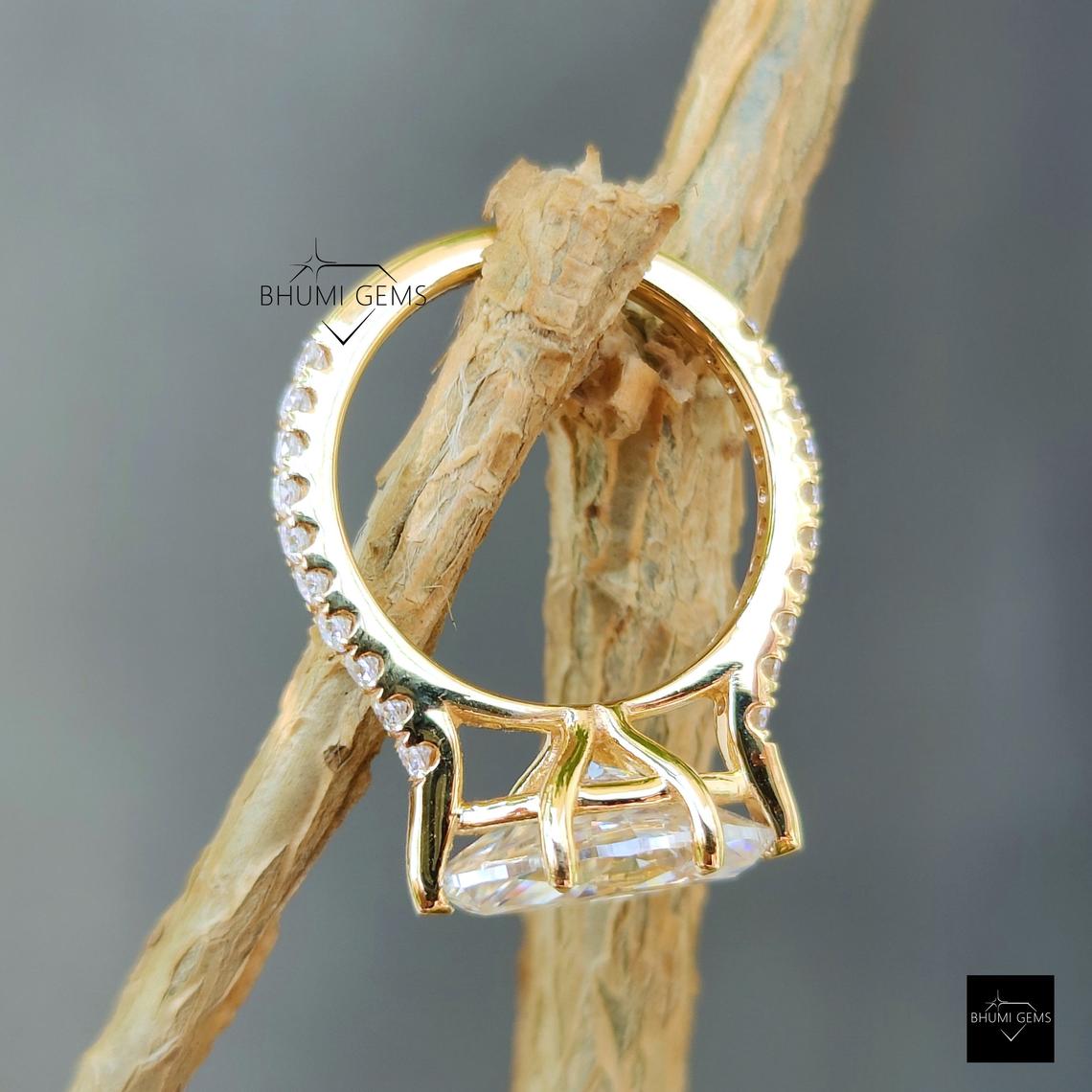 2.04 TCW Marquise Colorless Solitaire Moissanite Ring - view 6