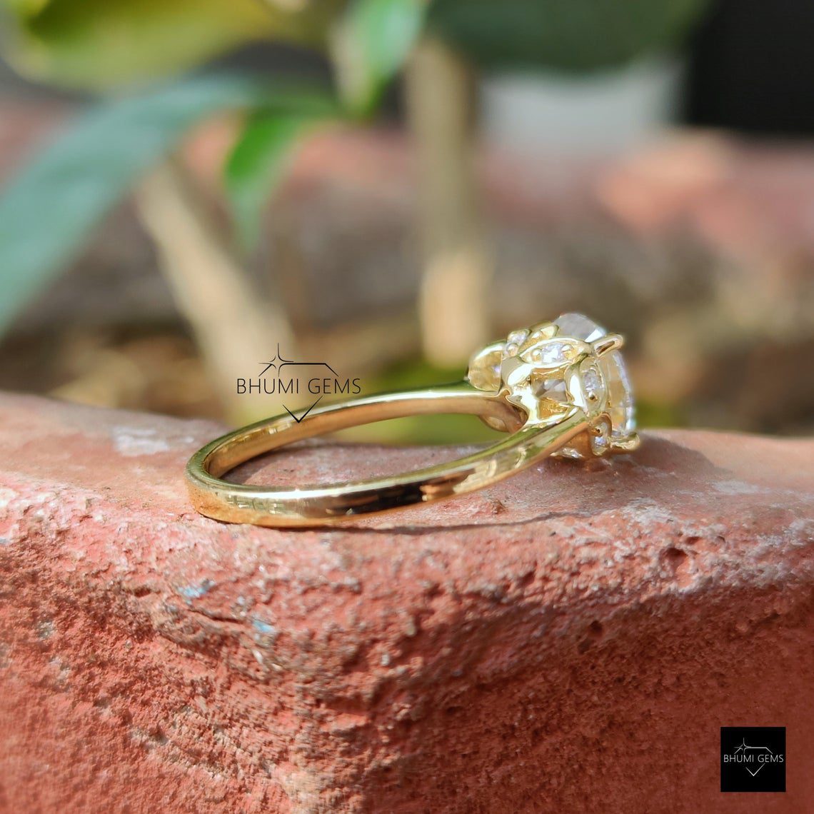 2.14 TCW Round Moissanite Nature Inspired Ring - view 4