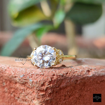 2.14 TCW Round Moissanite Nature Inspired Ring - view 2