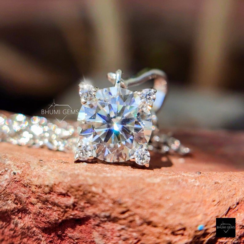 2.22 Carat Moissanite Diamond Pendant