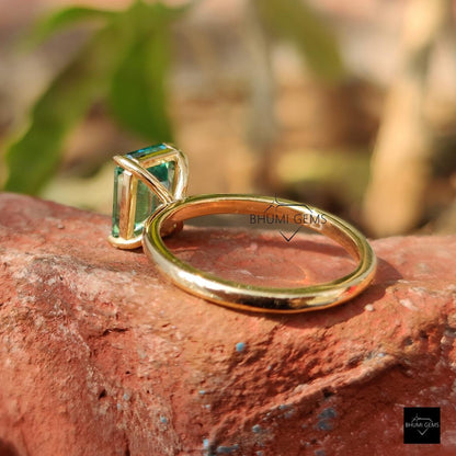 2 CT Green Emerald Cut Solitaire Engagement Ring - view 4
