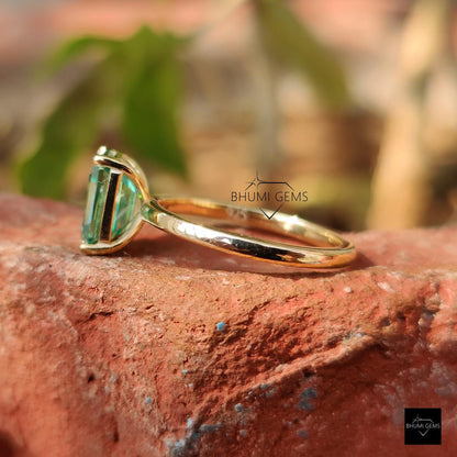 2 CT Green Emerald Cut Solitaire Engagement Ring - view 2