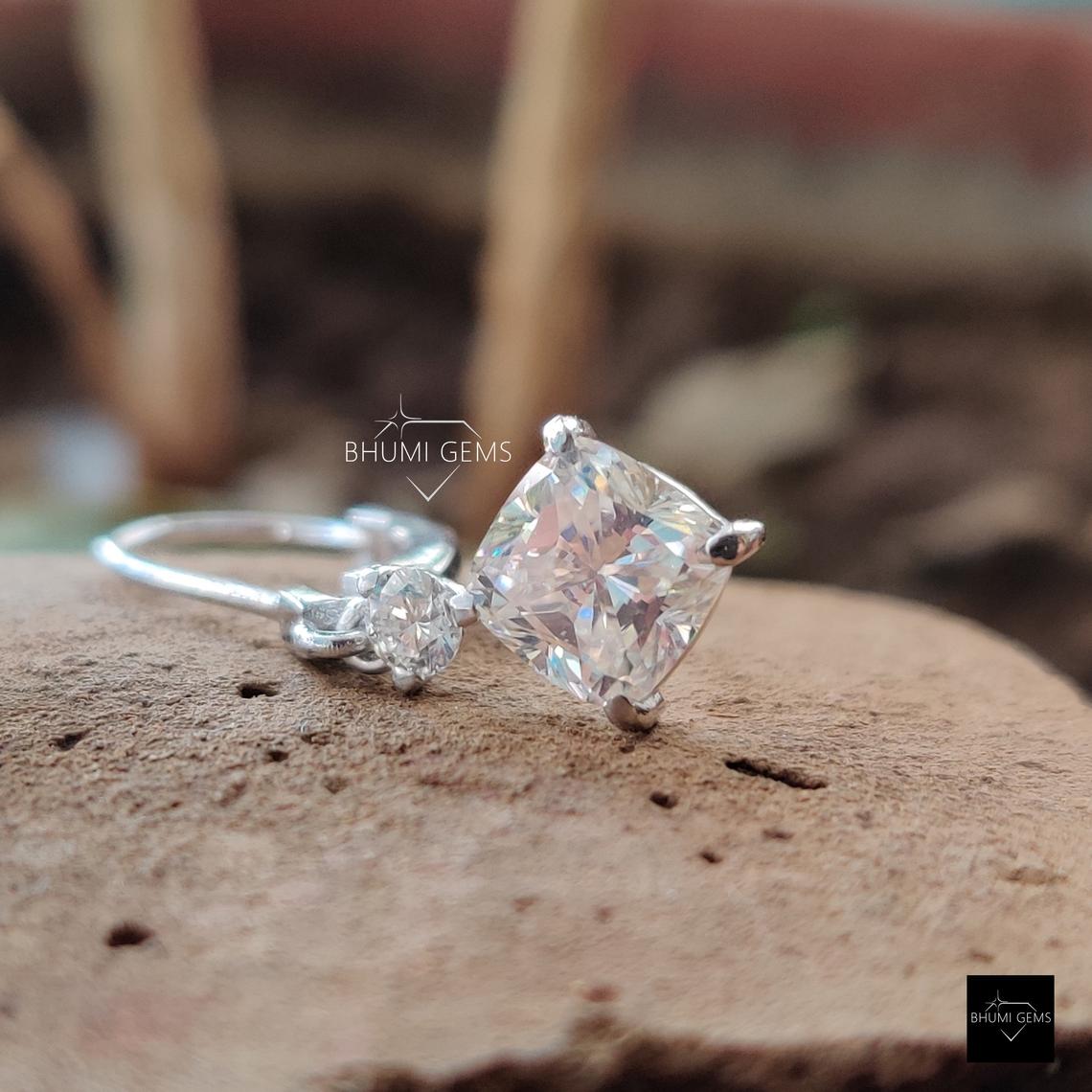 2.29TCW Cushion Moissanite Earrings - view 5