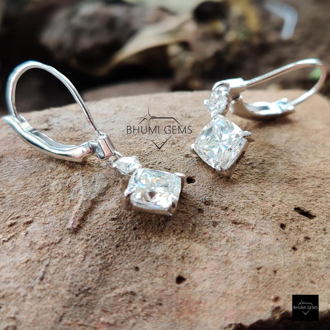 2.29TCW Cushion Moissanite Earrings - view 6