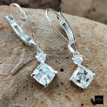 2.29TCW Cushion Moissanite Earrings - view 3
