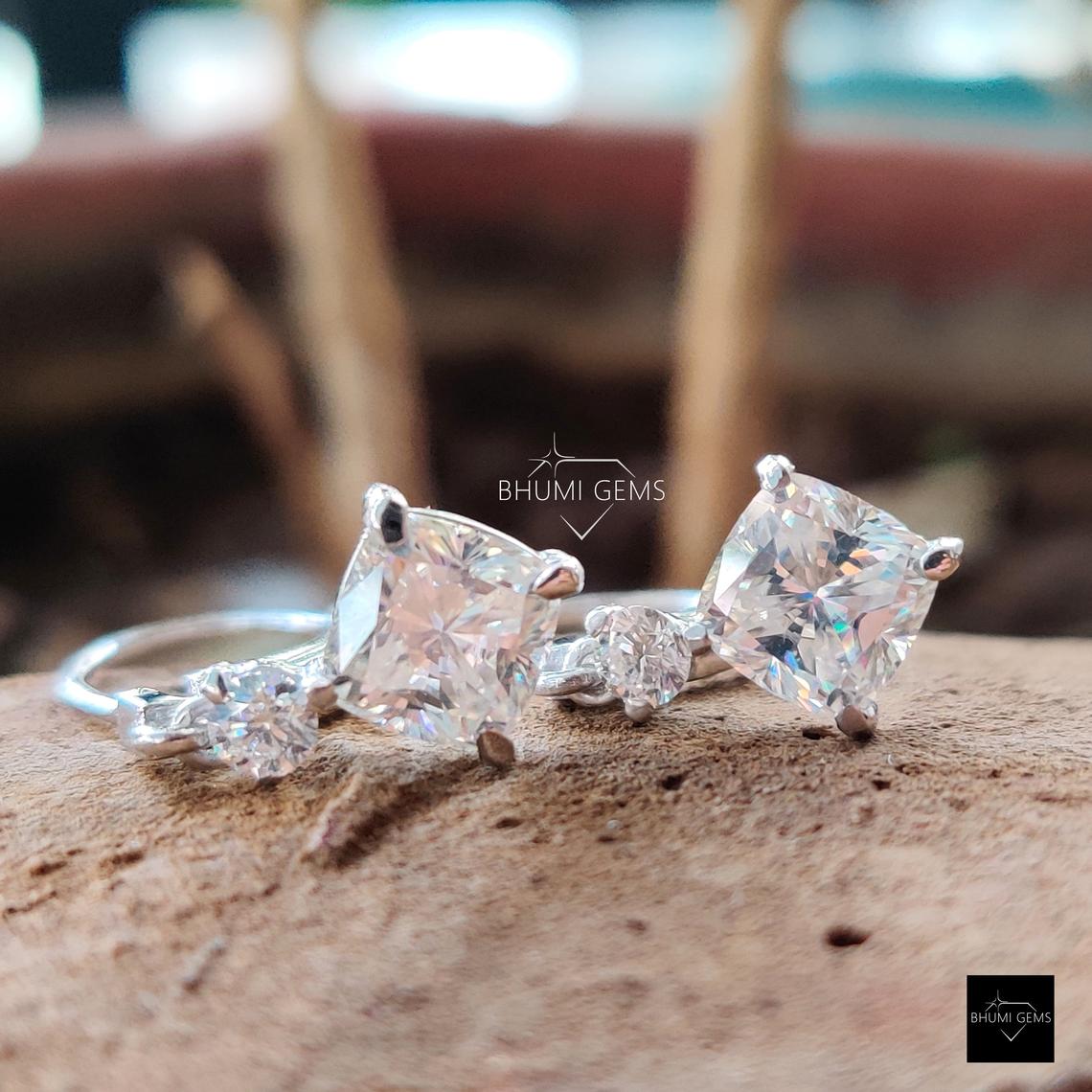 2.29TCW Cushion Moissanite Earrings - view 4