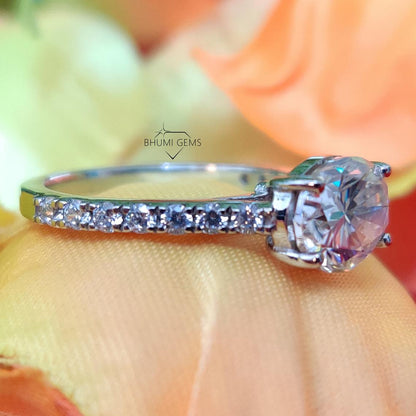 2.30CT Oval Colorless Solitaire Moissanite Ring, Engagement Ring, Claw Prongs Solid Rose Gold Wedding Ring, Anniversary Gift By Bhumi Gems