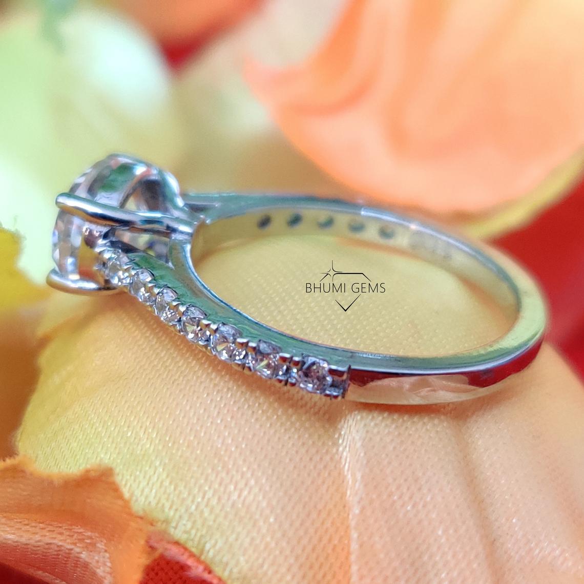2.30CT Oval Colorless Solitaire Moissanite Ring, Engagement Ring, Claw Prongs Solid Rose Gold Wedding Ring, Anniversary Gift By Bhumi Gems