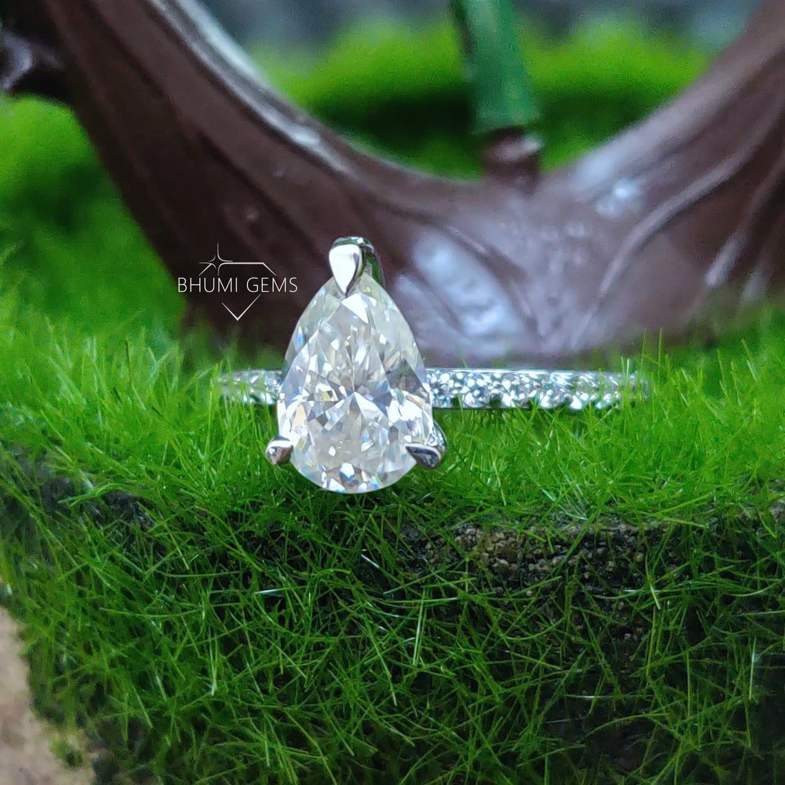 2.32TCW Pear Colorless Moissanite Engagement Ring - view 2