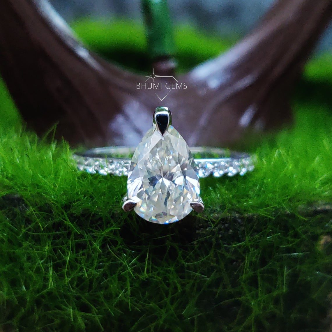 Pear Cut Moissanite Ring | Prong Setting | Gift For Her