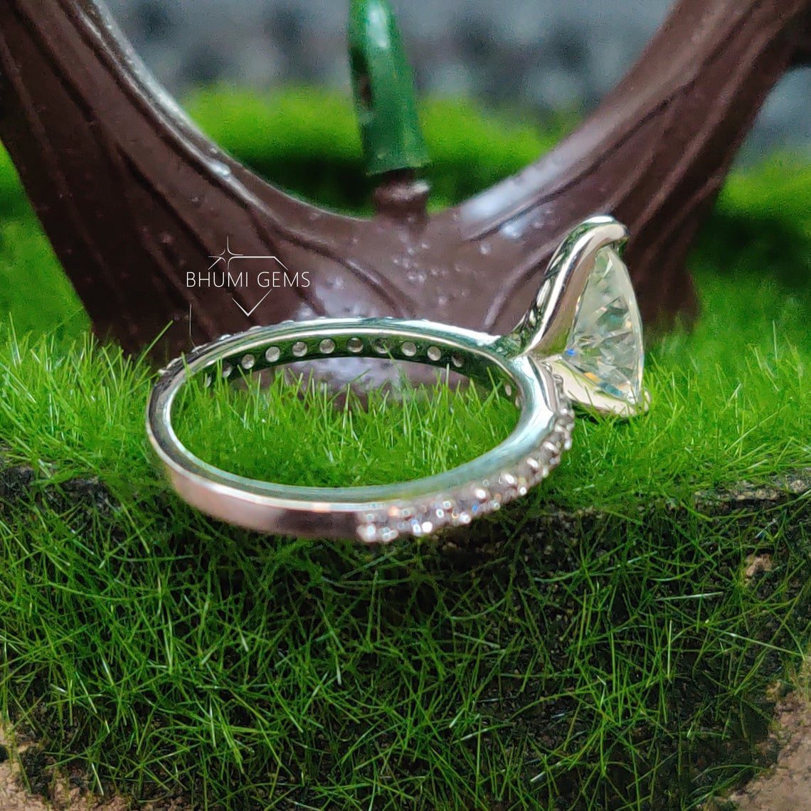 2.32TCW Pear Colorless Moissanite Engagement Ring - view 4