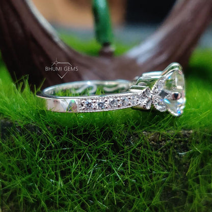 2.38TCW Round Cut Moissanite Engagement Ring - view 4