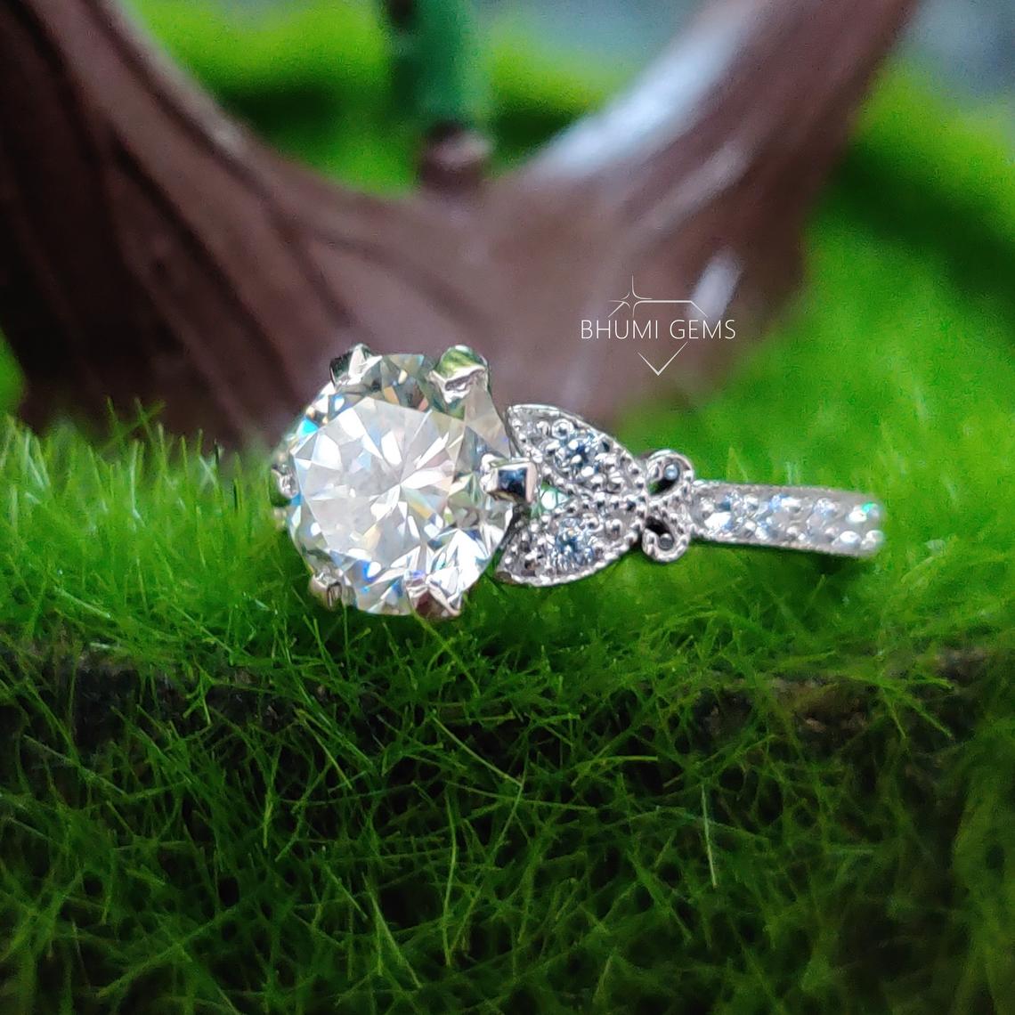 2.38TCW Round Cut Moissanite Engagement Ring - view 5