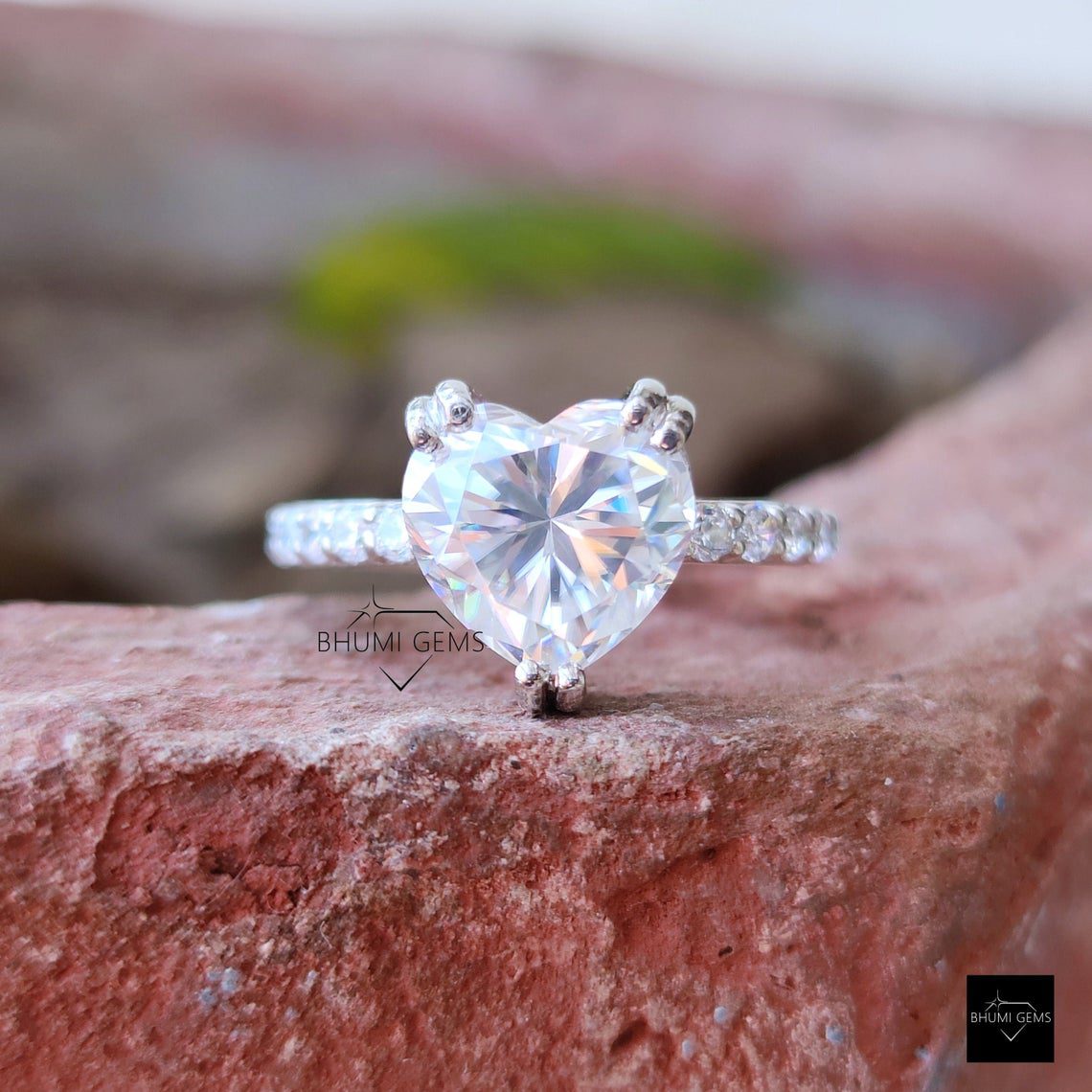 2.45 TCW Heart Cut Solitaire Moissanite Ring | Bhumi Gems