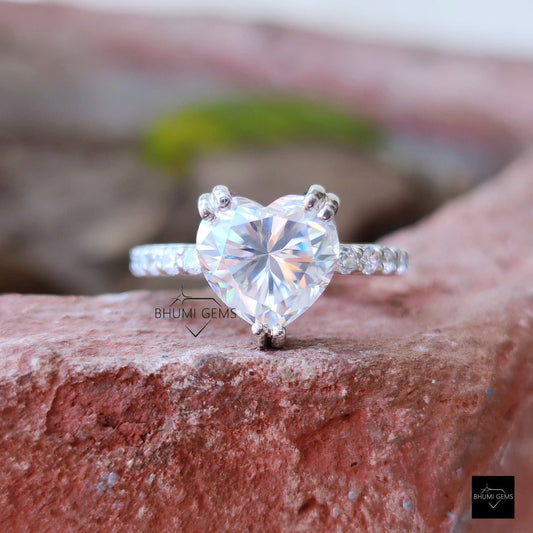 2.45 TCW Heart Cut Solitaire Moissanite Ring | Bhumi Gems