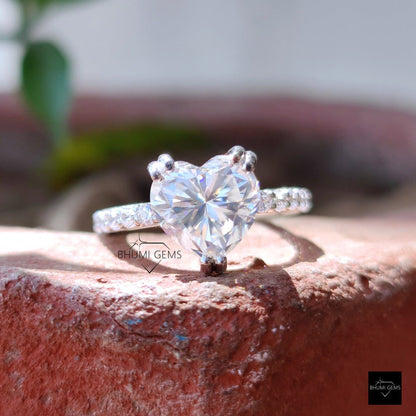 2.70 TCW Heart Cut Moissanite Ring - view 3