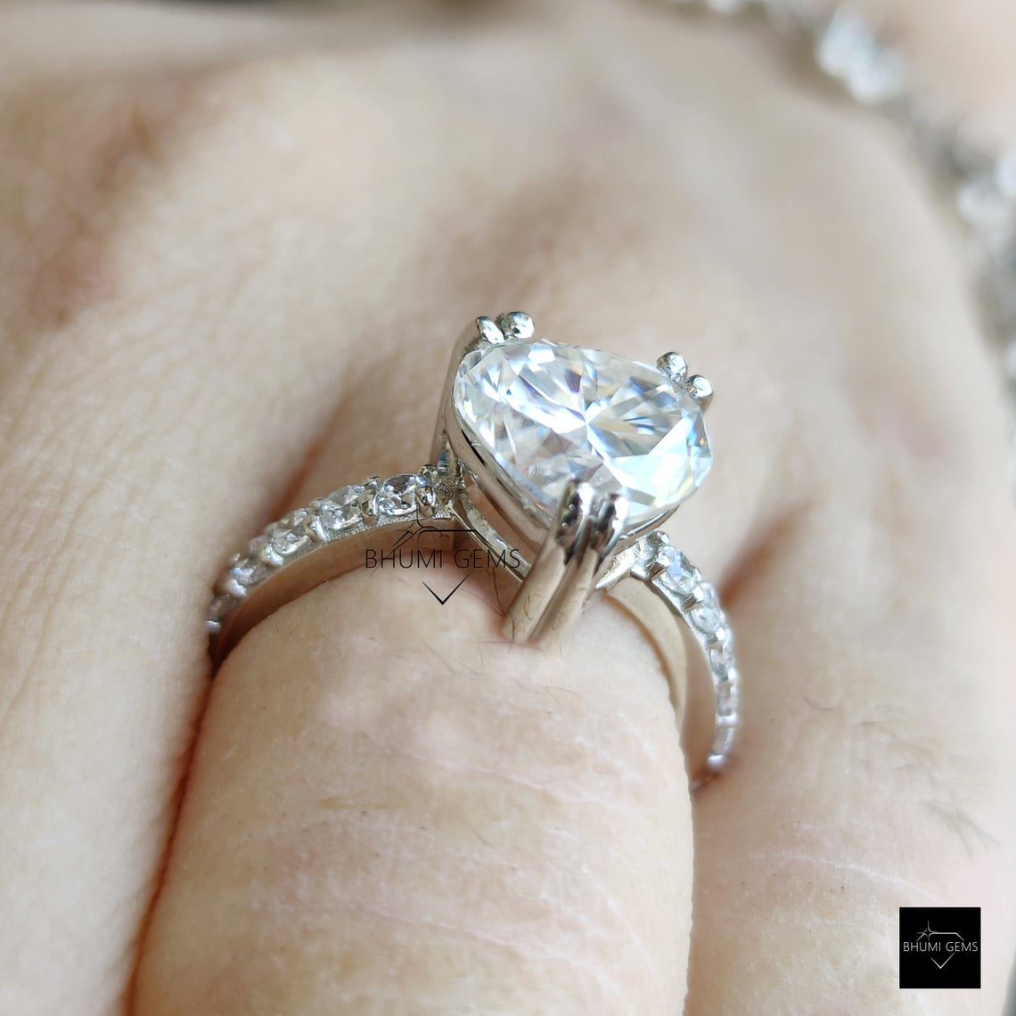 2.70 TCW Heart Cut Moissanite Ring - view 6
